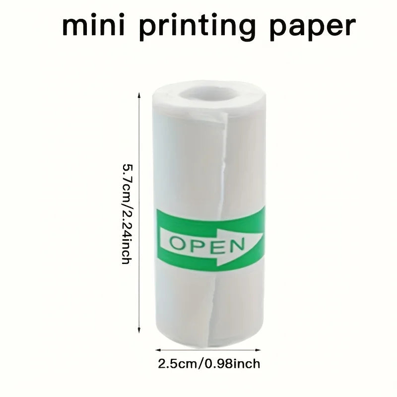 5/10/20 Rolls Mini Printer Thermal Paper with Core, White Adhesive Paper 57mm, Compatible with C9/X5/X6/X15 Mini Thermal Printer