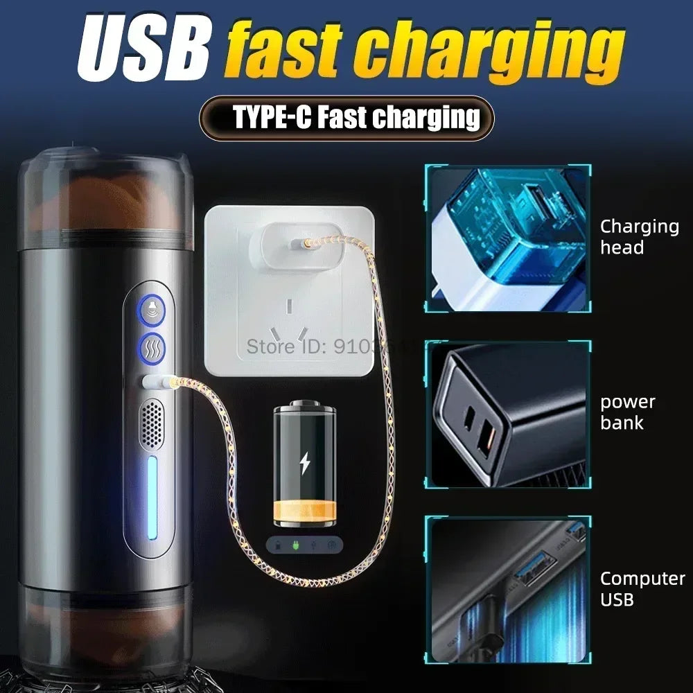 Automatic Male Masturbator Blowjob Cup Pocket Pussy Intelligent Voice Vagina Oral Penetration Sex Machine Adult Sex Toys For Men