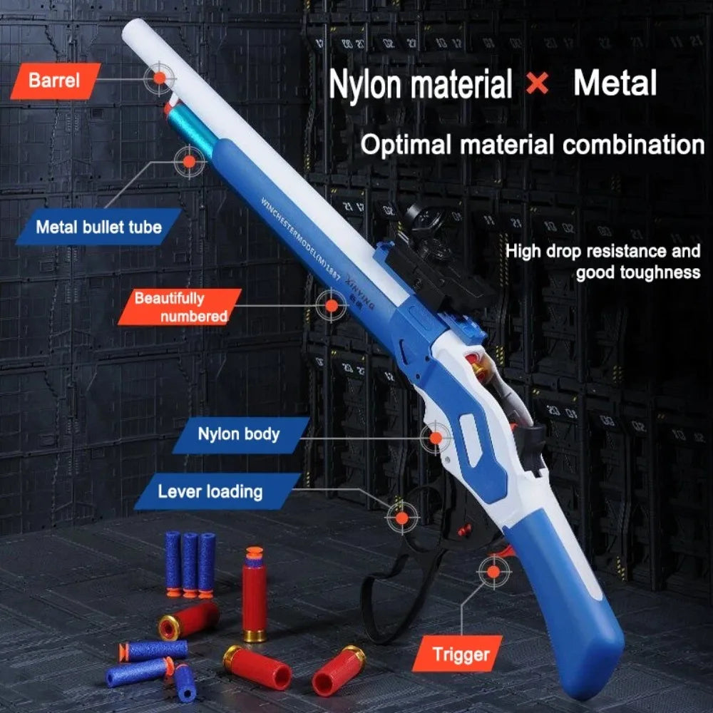 M1887 Winchester Soft Bullet Gun Toy Shell Ejection Throwing Gun Blaster Plastic Manual Launcher Model for Children Adults