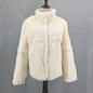 Women Real Rabbit Fur Coat High Collar Winter Jacket Make of One Rabbit Fur Cross Mink Pattern