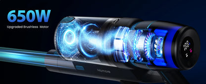 Homore NH007 650W/75KPA Powerful Cordless Vacuum Cleaner with LED Ambient Light, Smart Suction and Self-Standing Design