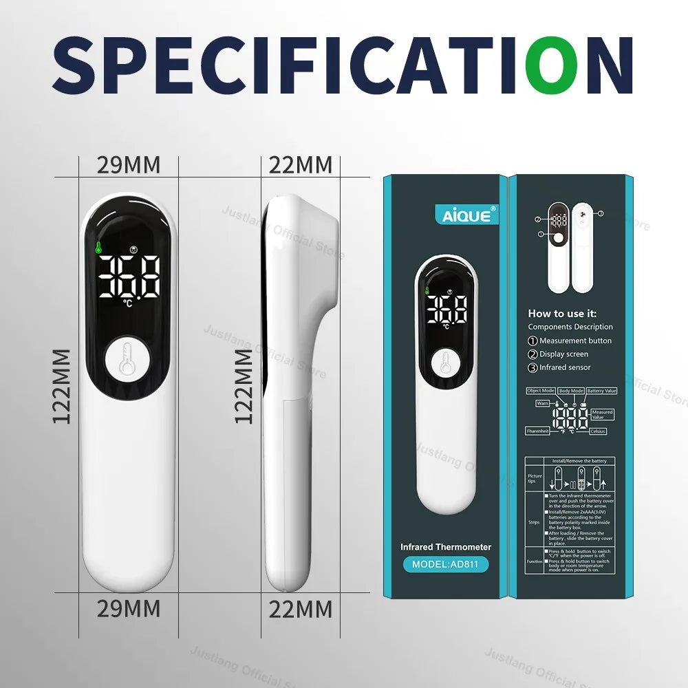 AiQUE Infrared Thermometer Forehead ℃/℉ Digital LCD Body Fa's't Measure Kids Adult Fever IR Children Non-Contact Termometro