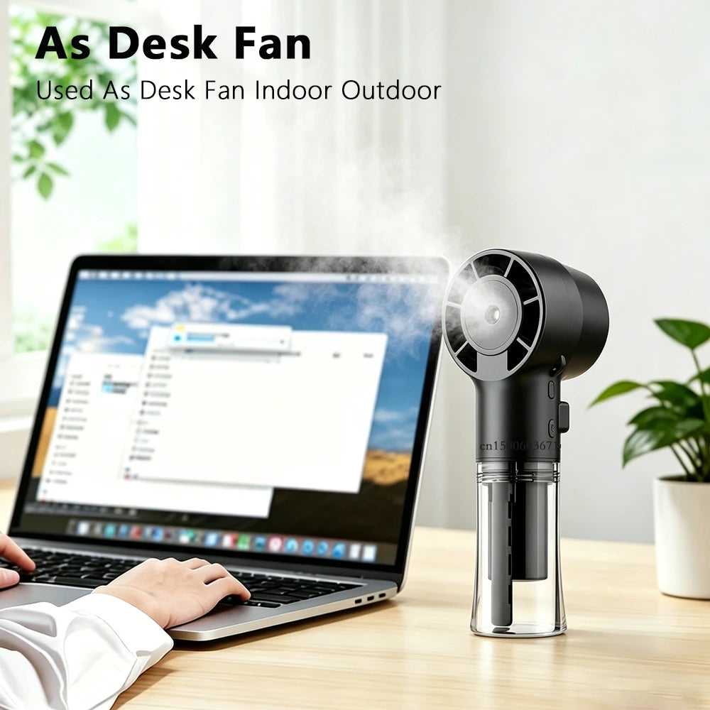Portable Water Mist Fan Humidifier Fan Rechargeable 4 Wind Speed Hanging Neck Fan Handheld Water Spray Fan for Outdoor Travel
