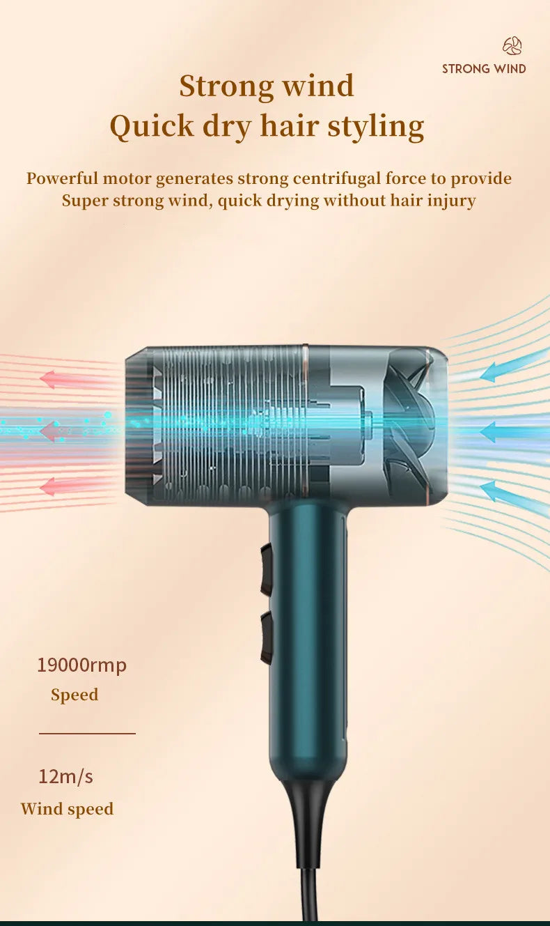 Hot Selling Professional Hair Dryer Negative Ion High Power Blue Light Foldable Electric Hair Dryer Salon Hair Tools Home
