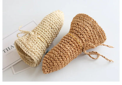 Summer New Parent-child Straw Hat Girl Casual Solid Foldable Big Brim Holiday Hats Baby Boy Beach Fisherman's Cap