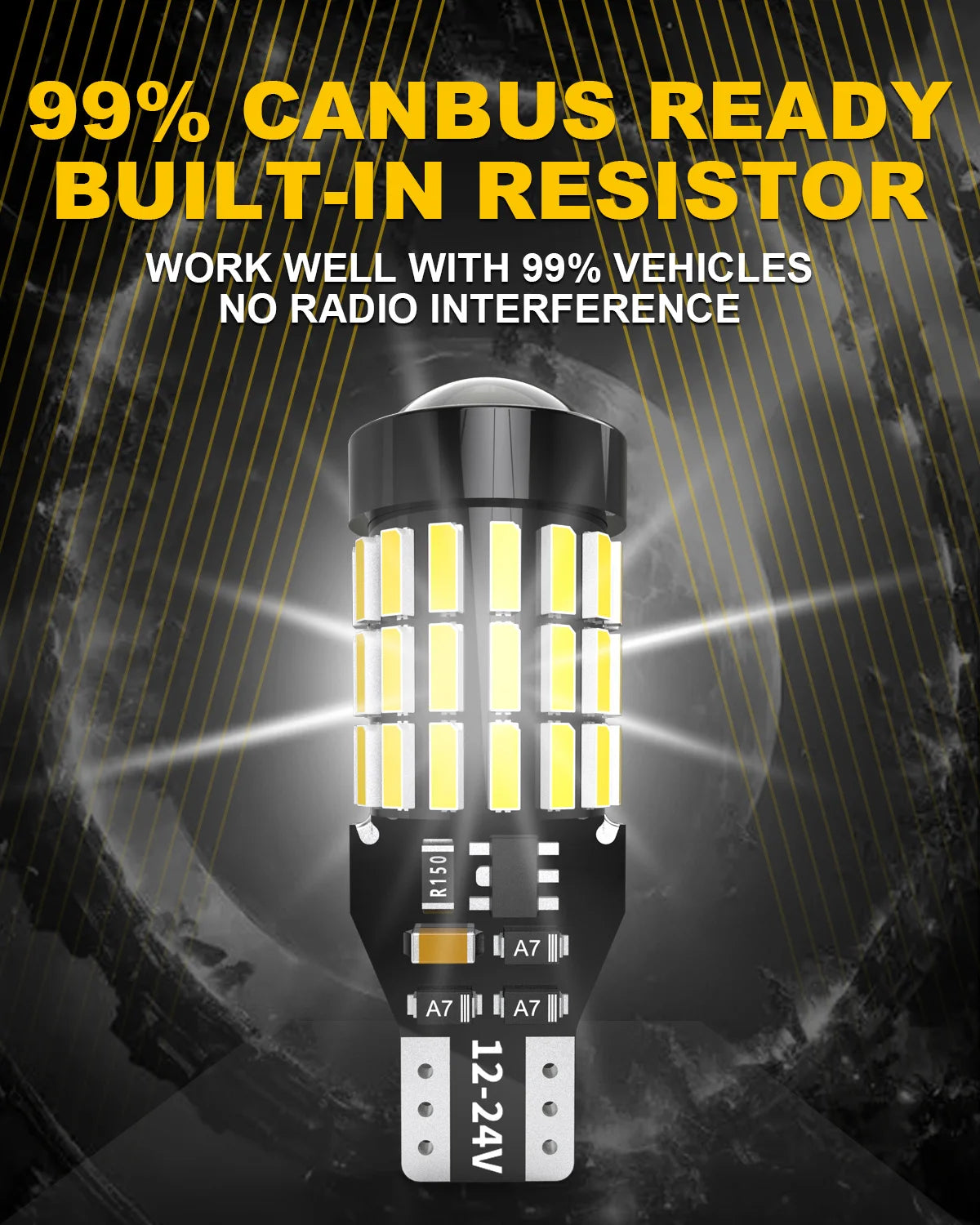 OUSHI W16W T15 921 Led Reverse Light Bulb, Canbus Error Free 12V 24V 6500K Xenon White 4000 Lumen 912 904 906 Led Back Up Light