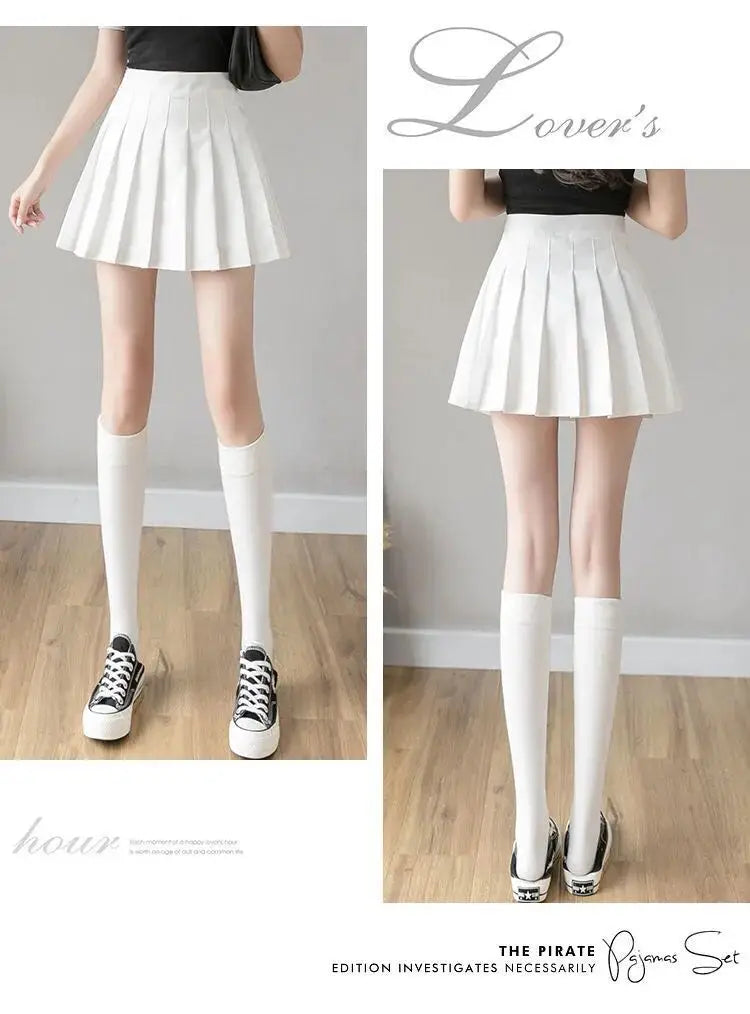 Preppy Style Women Pleated Skirt High Waist A-Line Mini Skirt School Girl Skirt JK Uniform Skirt Skater Skirt Black Plus Size