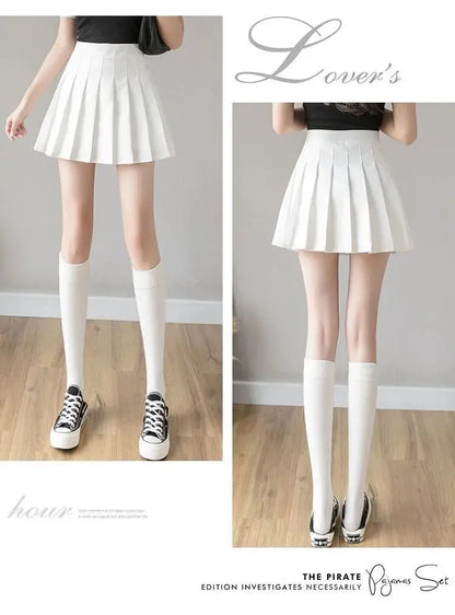 Preppy Style Women Pleated Skirt High Waist A-Line Mini Skirt School Girl Skirt JK Uniform Skirt Skater Skirt Black Plus Size