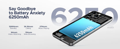 Global Version DOOGEE Note 58 Android 15 Smartphone 8GB RAM+128GB ROM 6.75" HD+ 90Hz IPS Screen 6250mAh Large battery NFC