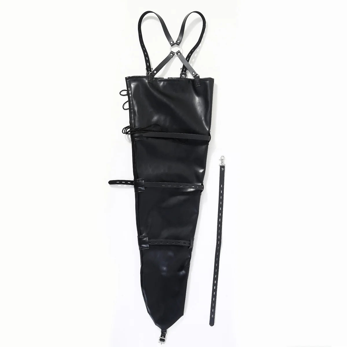 BDSM Mermaid Restraint Bag Leather Straitjacket Fetish Half Body Bondage Legging Binder Slave Ankle Cuff Binding Erotic Sex Tool