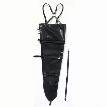BDSM Mermaid Restraint Bag Leather Straitjacket Fetish Half Body Bondage Legging Binder Slave Ankle Cuff Binding Erotic Sex Tool