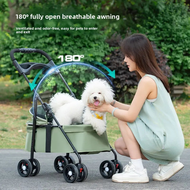 2026 New Lightweight Foldable Pet Stroller Teddy Cat Dog Handcart Outdoor Travel Cart for Small Pets