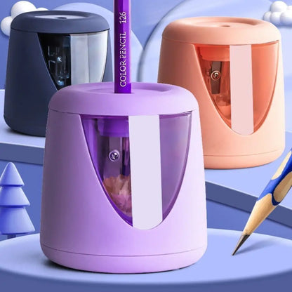 Cartoon with Decorative Sticker Switch Automatic Electric Pencil Sharpener Creative Stationery Mechanical Tool