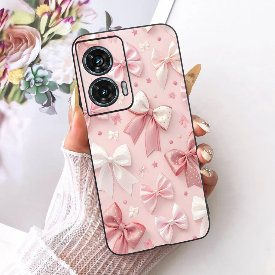 Case For Motorola Edge 50 Fusion Cover XT2429-1 Popular Flower Soft Black Silicone Phone Cases For Motorola G96 5G MotoG96 Funda