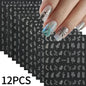 12pcs/set 3D Shiny Leaf Flower Nail Art Sticker Laer Gold Bronzing Leaves Nail Decals 8*10cm Self-Adhesive Nail Art Supplies e5#