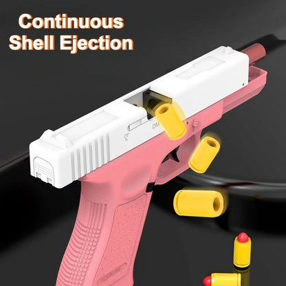 Mechanical G17 Soft Bullet Toy Gun Shell Throwing Continuous Firing Launcher Model Outdoor Sports Shooting Games for Children