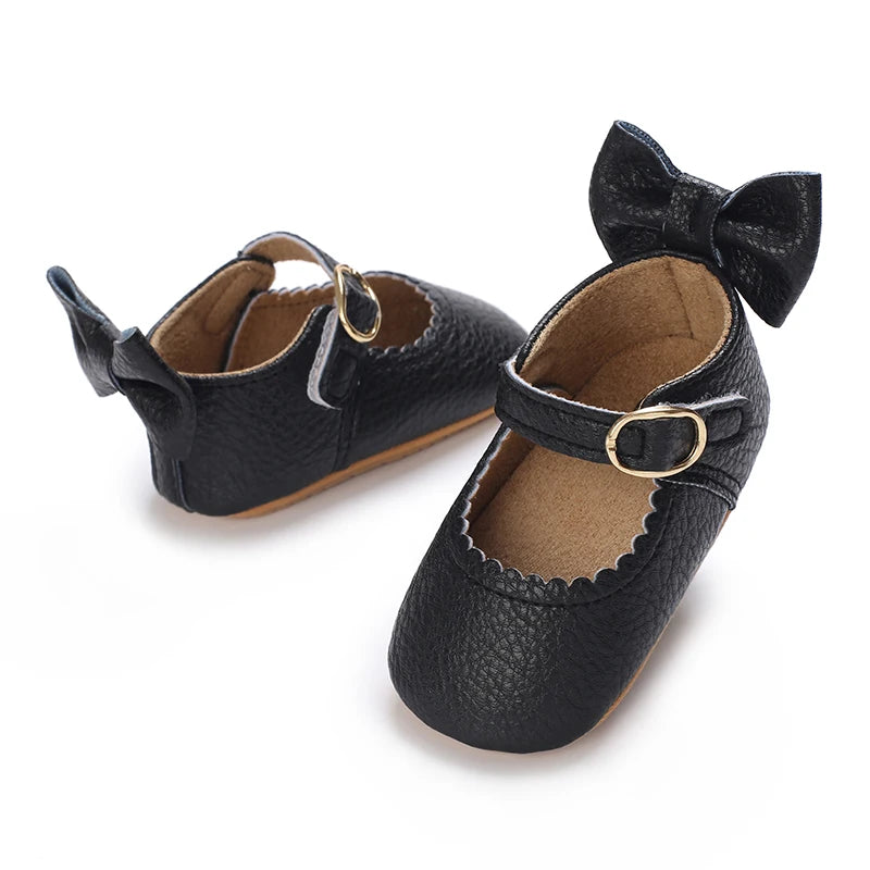 2025Black Fashion Newborn Party Princess Shoes  Boys And Girls' First Step Walking Shoes Rubber Soled Anti Slip Baby Shoes 0-18M