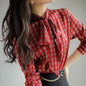 Harajuku Vintage New Fashion Scarf Neck Long Sleeved Women's Blouse Printed Shirt Casual Loose Youth Tops Elegant Female Clothes