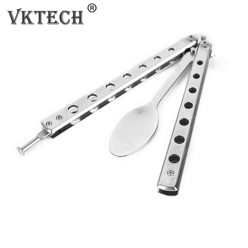 Butterfly Knife Folding Spoon Fork Balisong Training Spoon Fork Butterfly Knife Trainer Outdoor Camping Tableware Kitchen Tool
