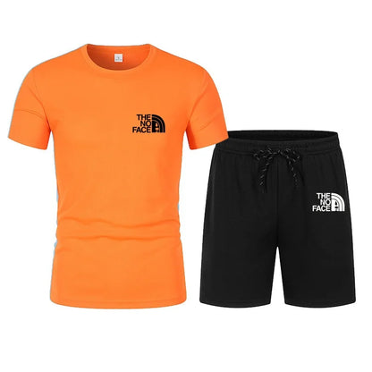 Summer Fashion Trend Casual Sports Two-Piece Set Trendy Men's Short-Sleeved T-Shirt+Shorts Set