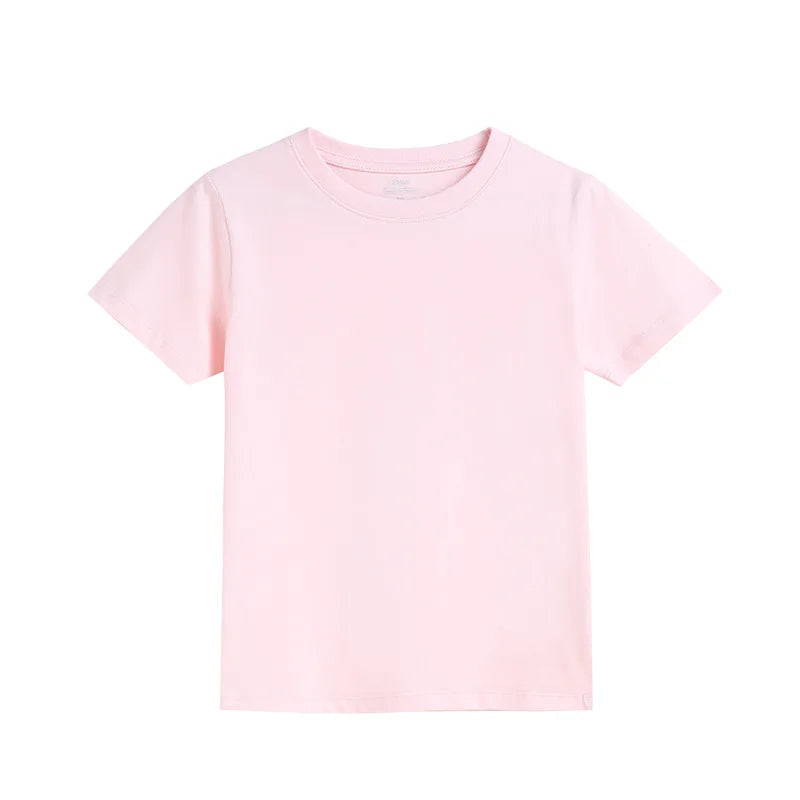 2-16 Years Summer Kids Boys Girls T-shirts Solid Cotton Breathable Teenager Short Tops Children's Tees Casual Shirt Baby Clothes