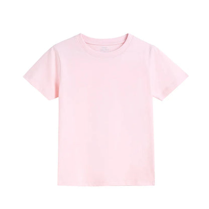 2-16 Years Summer Kids Boys Girls T-shirts Solid Cotton Breathable Teenager Short Tops Children's Tees Casual Shirt Baby Clothes
