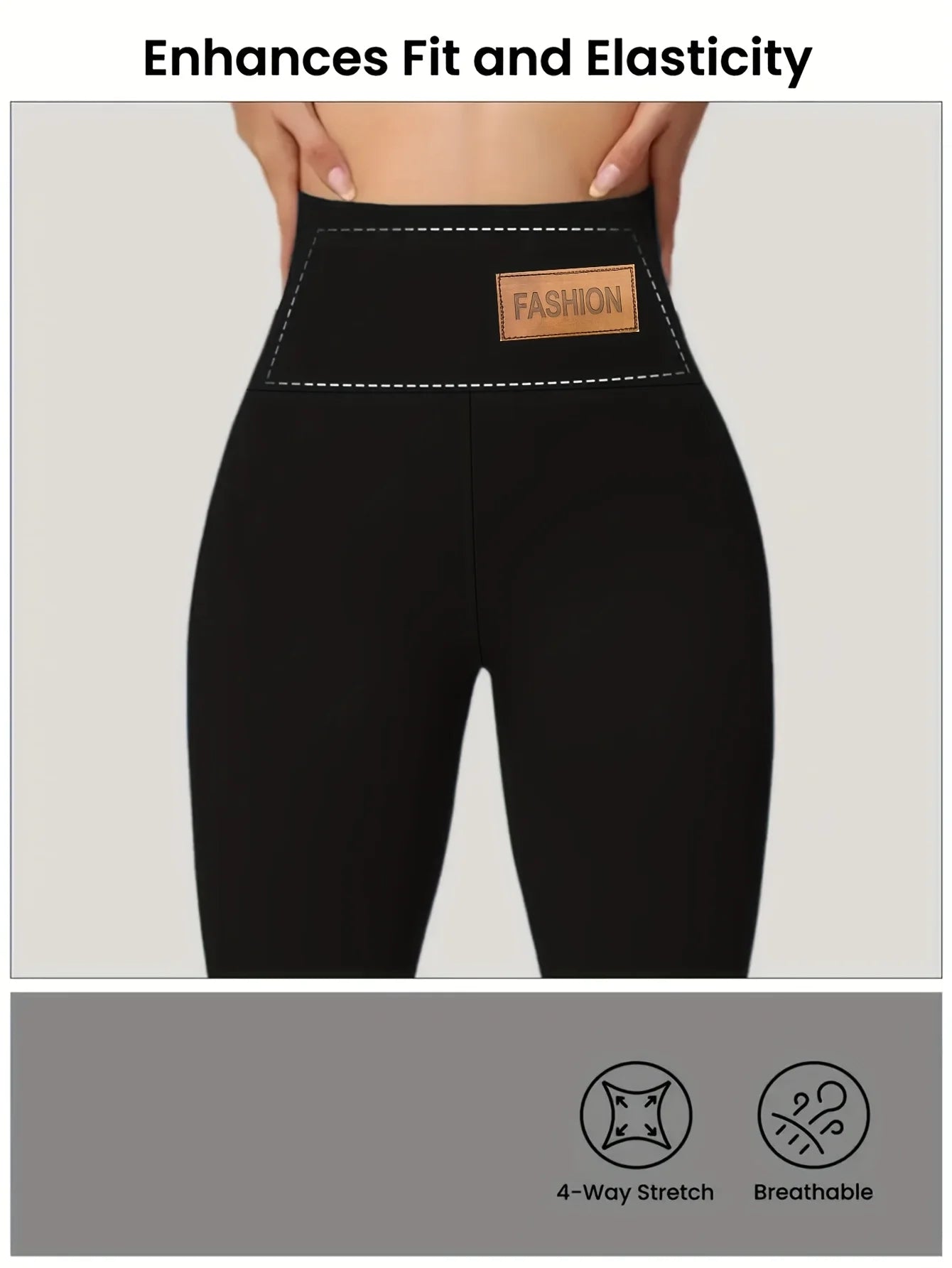 Solid Black High Waist Leggings for Women High Elastic Tummy Control Butt Lifting Slim Fit Yoga Ready Casual Daily Trousers Fres