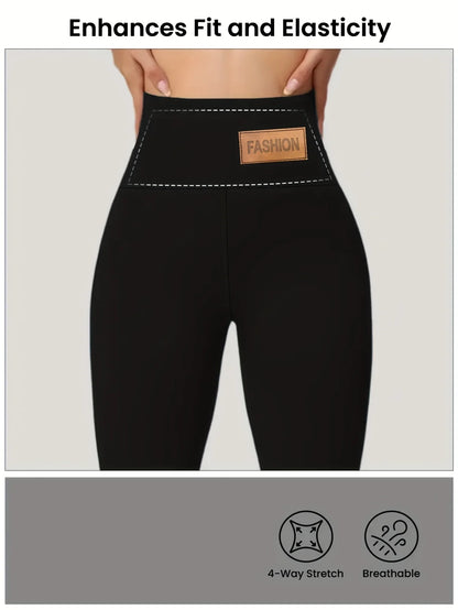 Solid Black High Waist Leggings for Women High Elastic Tummy Control Butt Lifting Slim Fit Yoga Ready Casual Daily Trousers Fres