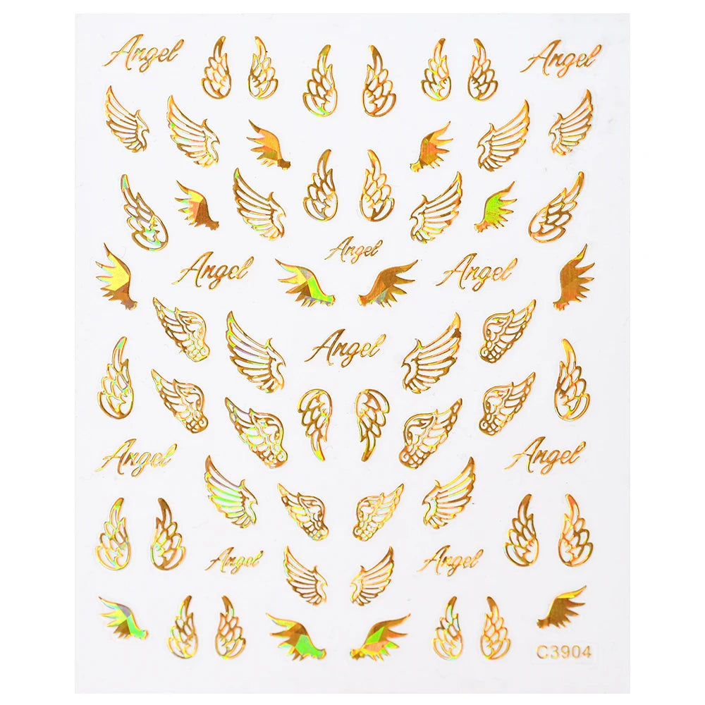 3D Gold Sun/Moon/Star Bronzing Nail Art Sticker 8*10cm Laser Star Moon Design Nail Decal Gold Silver Self-Adhesive Slider &*&