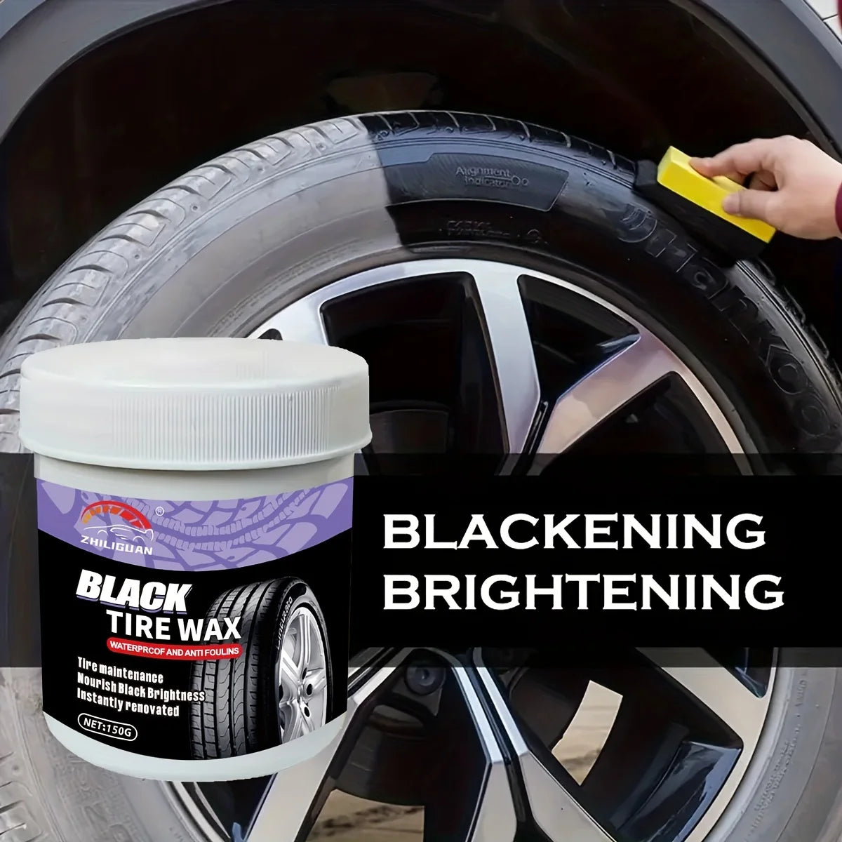 Car Tire Care Wax-Waterproof UV Resistant Shine Ointment, All Weather Tire Polish for Long-Lasting Protection & Dirt Prevention