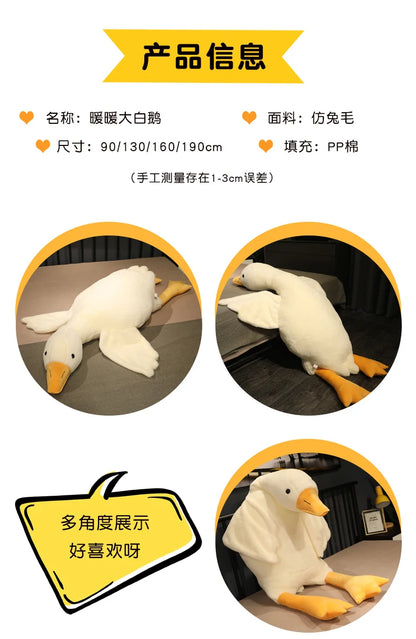 50-190cm Large Brown Hug Stuffed Animal Duck Kawaii Giant Goose Plush Toy Sleeping Pillow Big Soft Doll Party Gift for Boy Girls