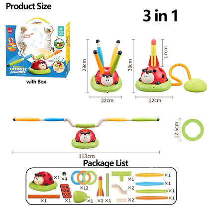 Musical Jump Sports Toys Toss Multifunction Ring Game Toy and Rocket Launcher for Kids Fitness Training Outdoor Game Gifts