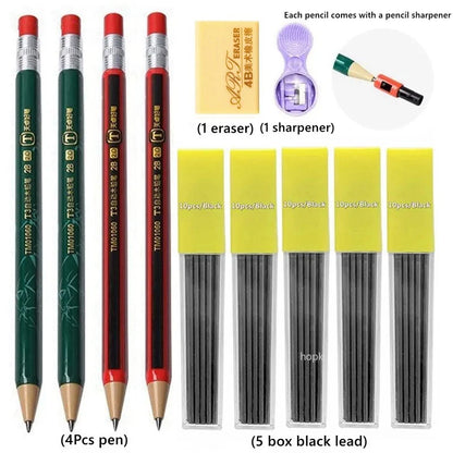1-42Pcs Mechanical Pencils Set 2B 2.0mm Automatic Student Pencils with Sharpener Color Pencil Leads School Pens Cute Stationery