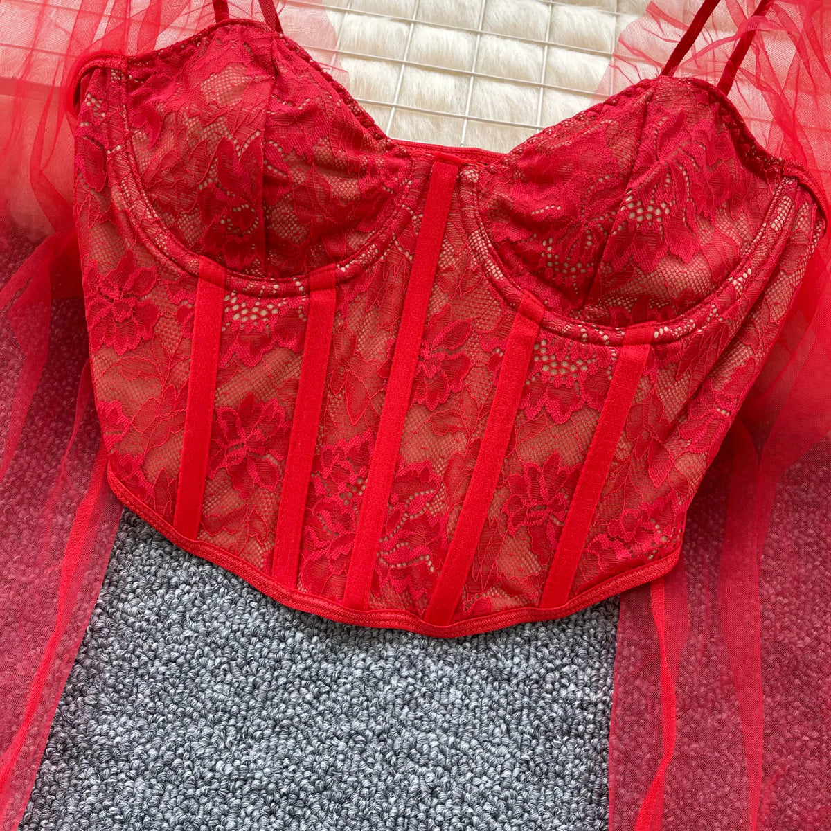 Women Chic Lace Mesh Sheer  Long Sleeve Backless Crop Top Solid Slim Sexy Korean Fashion Summer Women Shirt Square Collar