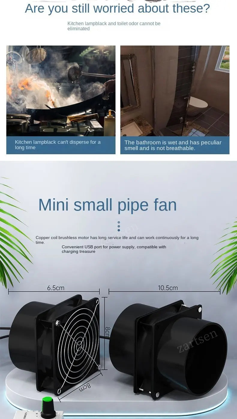 USB Adjustable Speed Solder Smoke Absorber ESD Fume Extractor Fan Pipe Duct Exhuast Fan with 1M Pipe Tub Ventilation Fan