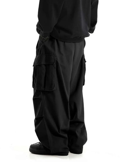 plus Size Men's Workwear Wide Leg Pants Loose Street Style Trendy Cargo Trousers