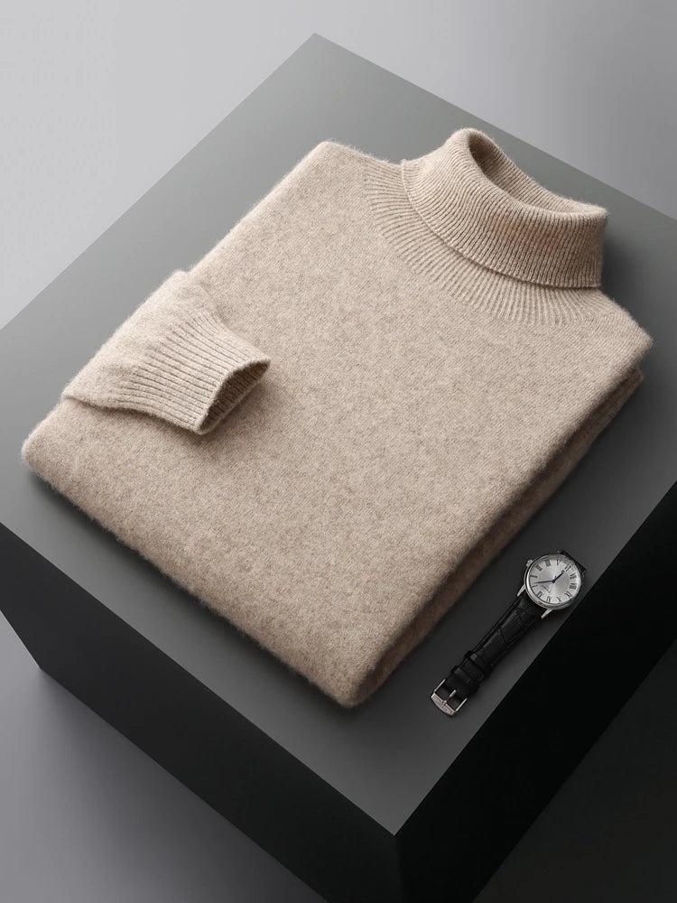 Men's Turtleneck 100% Cashmere Sweater Autumn Winter Basic Long Sleeve Pullover Cashmere Knitwear Soft Warm Comfy Clothing