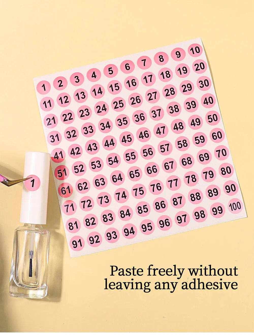 2Pcs/Lot Waterproof Pink Number Sticker Label For Nail Polish Color Gel Varnish Marking Digital Label Sticker Manicure Tool