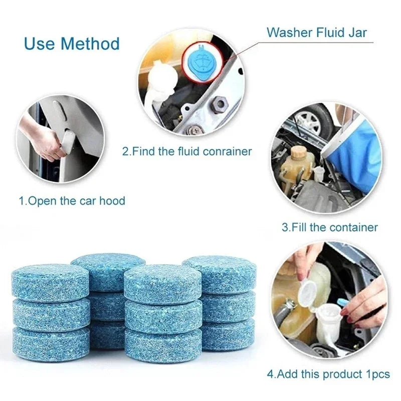 Car Windshield Cleaning Effervescent Multifunctional Glass Water Tablets Solid Cleaner Windshield Spray Car Wash Accessories