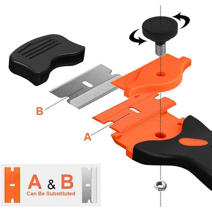 Auto Glass Cleaning Scraper Tool for Car Windows Stickers Non Scratch Scraper with Metal+Plastic Blades Oven & Hob Scraper