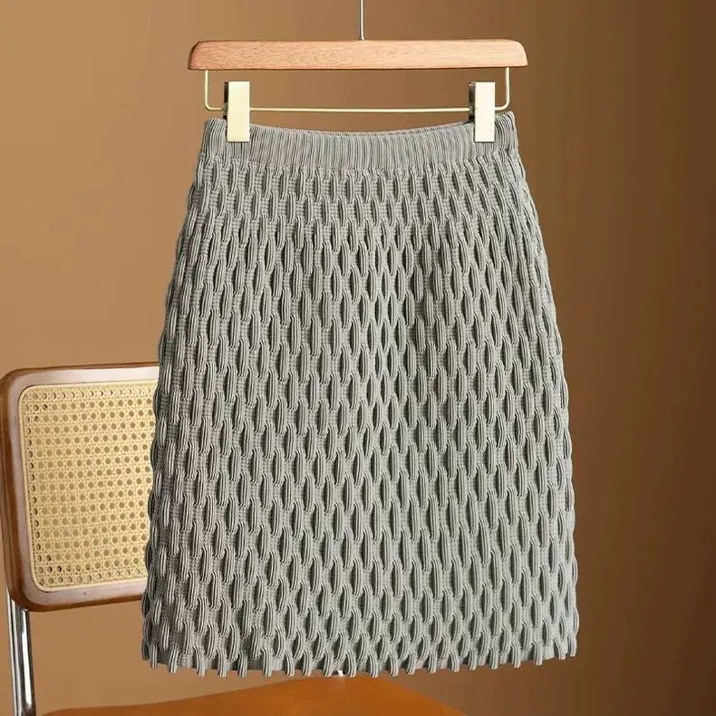 Autumn and Winter New Loose and Slimming Casual Versatile Knitted Base Elegant Skirt Covering Buttocks A-line Skirt for Women