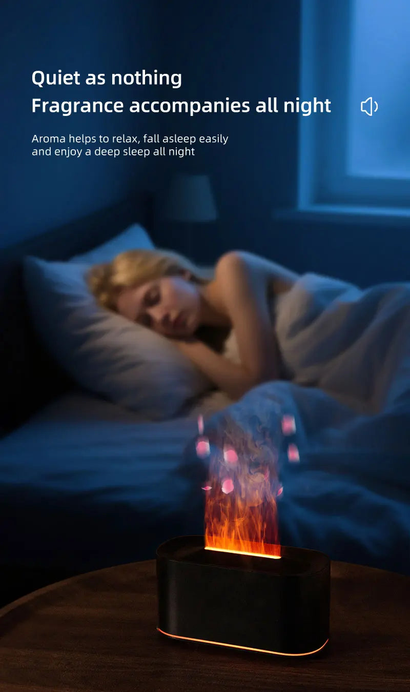 Mini Aroma Diffuser Aromatherapy Realistic Flame Lights Colorful RGB Air Humidifier Desktop USB Sprayer/Essential Oil Set
