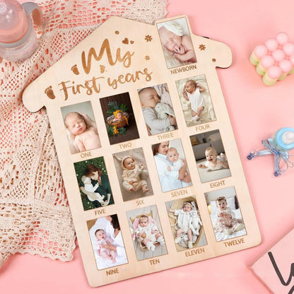 Wooden Baby Commemorative Photo Frame,monthly Calendar,photo Display Board,milestone Photo Frame for Newborns