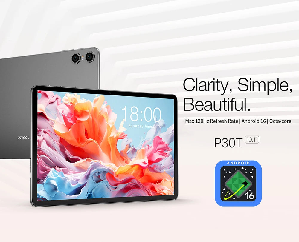 Teclast P30T Set 10.1" Tablet Android 16 Gemini AI Unisoc 8-core CPU 16GB(3GB+13GB Expansion) RAM 128GB ROM 6000mAh Keyboard/Case/Mouse/Stylus/Headphone/Stand