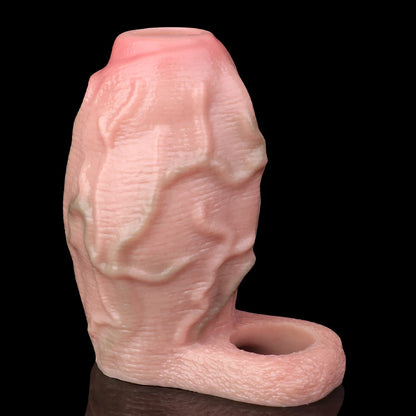 FAAK Silicone Penis Sleeve Ring Realistic Hollow Dildo Size S M Dildo Sheath Delay Ejaculating Cock Enlarger Sex Toys For Men
