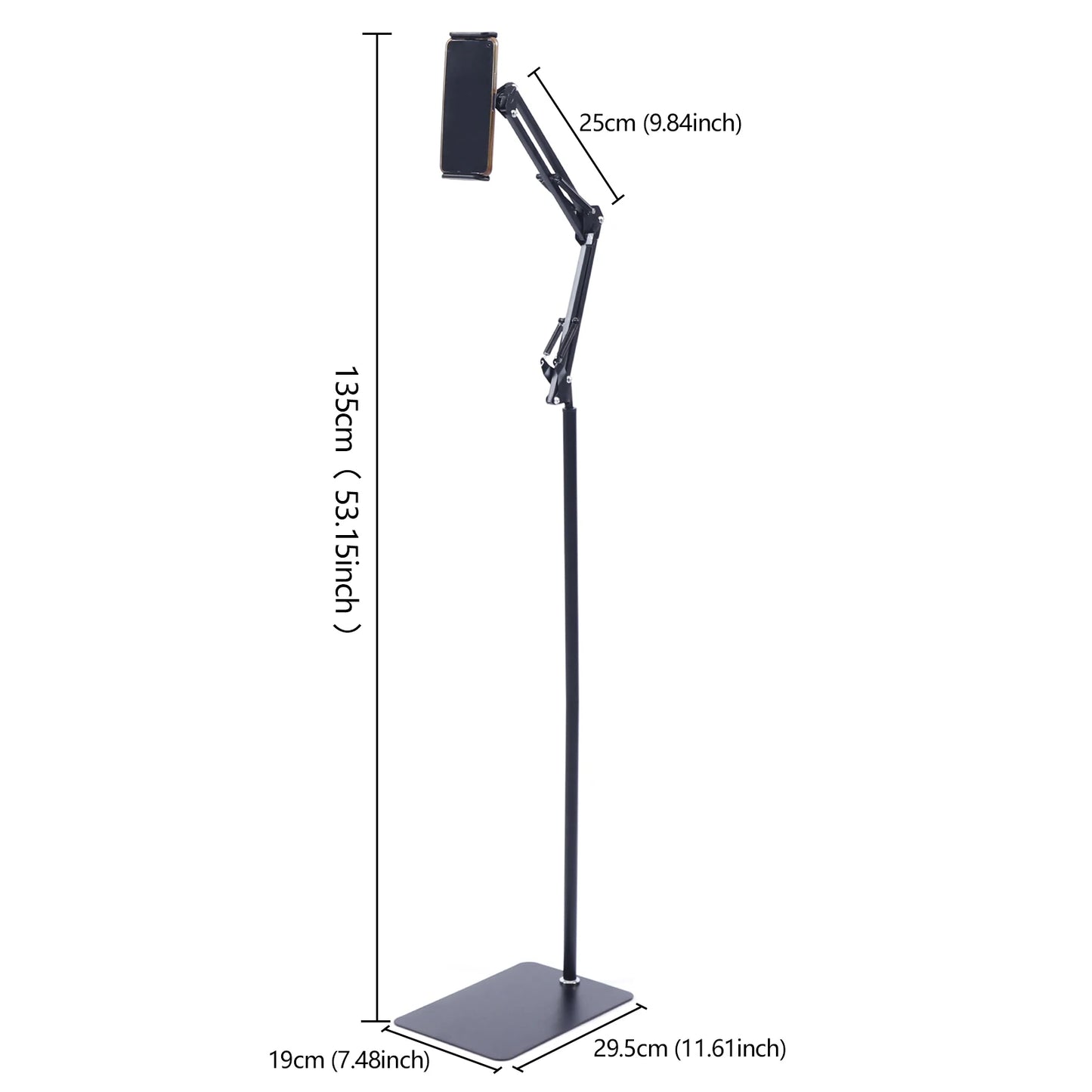 Universal Ipad Stand Floor Tablet Bracket Adjustable Flexible Rotation Phone Holder 360° Rotating Stand Support 4.72-7.09in