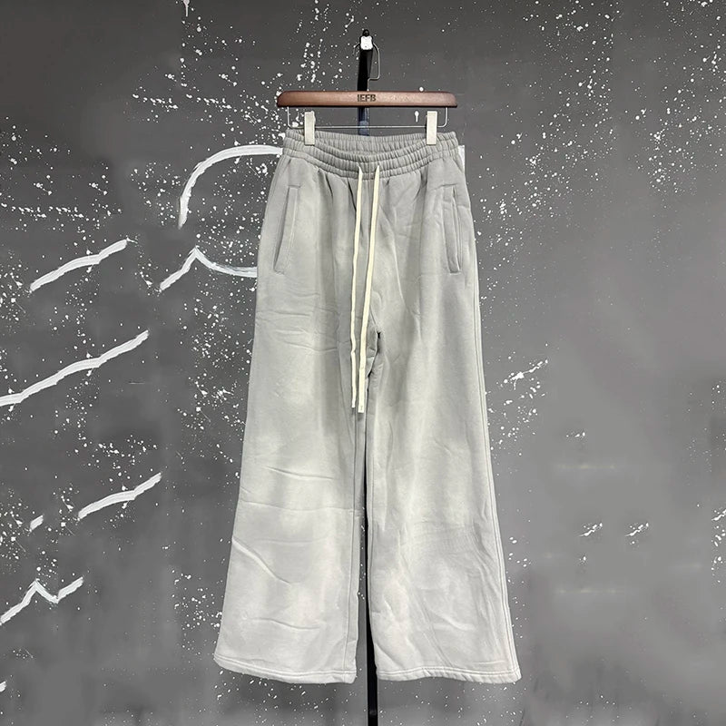 IEFB Washed Male Set Sweatshirt Sweatpants Splash-ink White Spray Dye Velvet Hoodies Autumn Spring New Trendy Male Wear 9W125