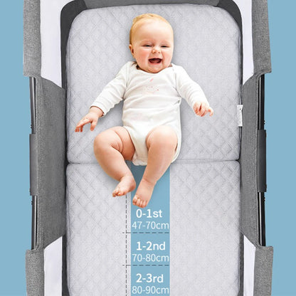Portable baby bed foldable travel cradle with net and 0-2 year old universal wheel 60KG gray 106*92*55cm