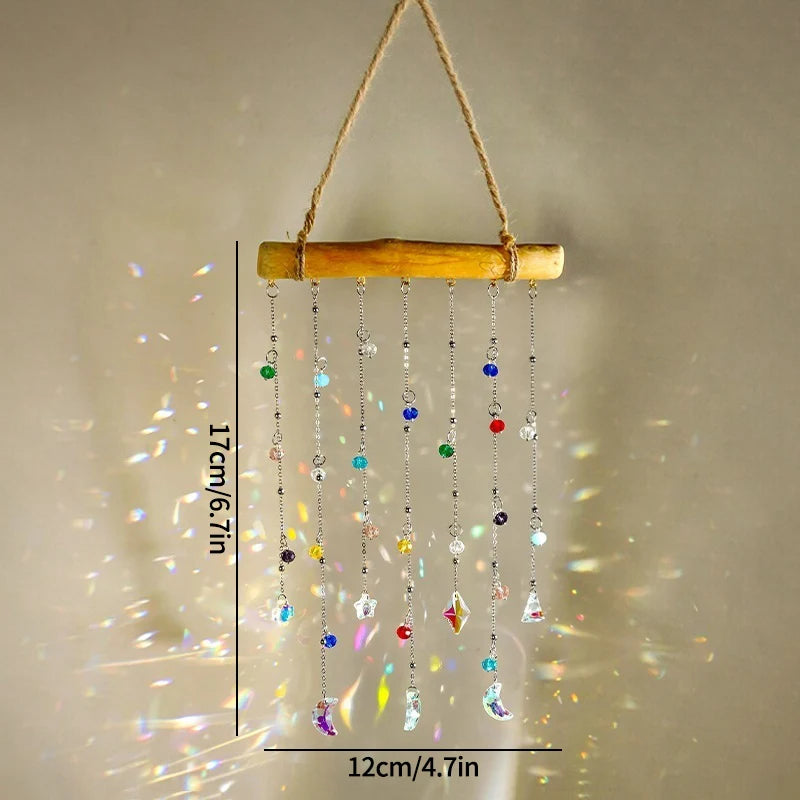 Crystal Suncatcher Stained Glass Crystal Lighting Pendant Chain Hanging Window Wind Chimes Rainbow Maker Home Garden Decoration