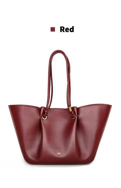 PG Women Pebbled Leather Tote Bag Large Capacity Fashion Shoulder Top Handle Handbag Elegant Daily Work